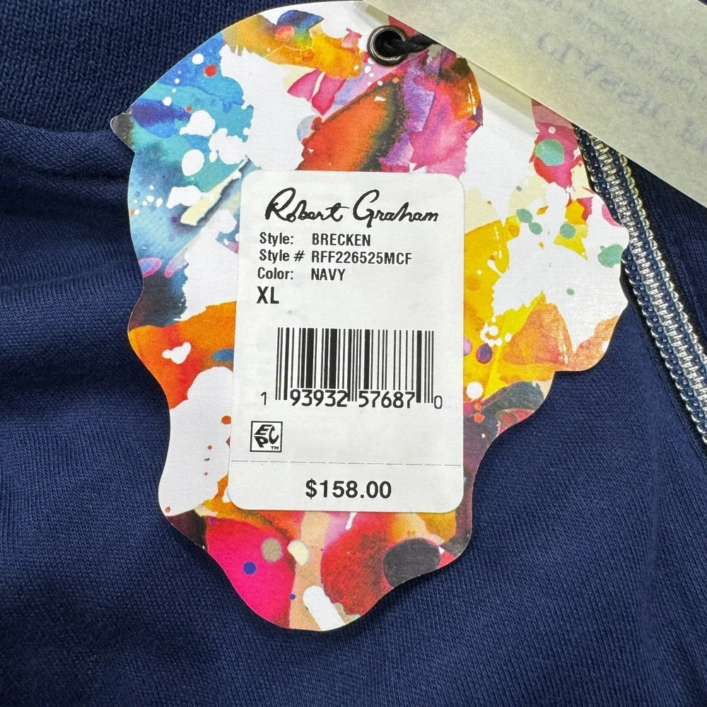 Robert Graham Brecken 1/4 Zip Sweater XL Navy‎ Blue Golf Mens NWT $158